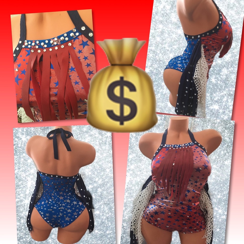 Exotic Dancewear Red White & Blue OnePiece